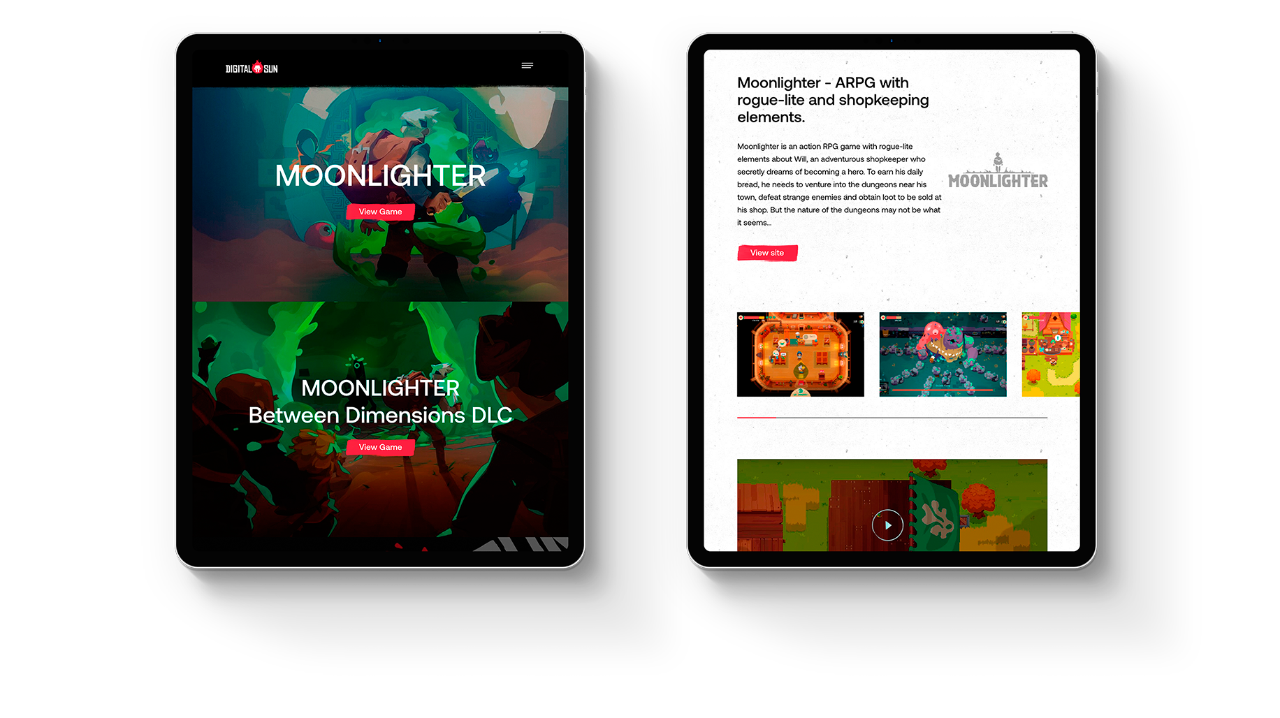 Diseño web para la empresa de videojuegos independientes, Digital Sun Games